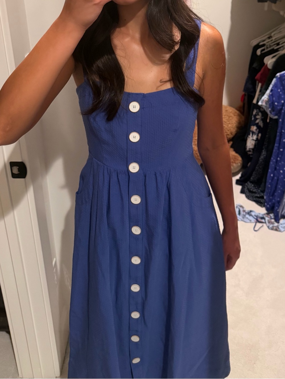 Blue Button-Front Sundress
